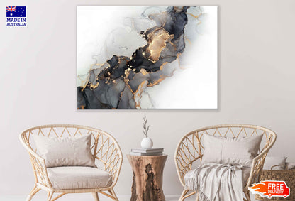 Black Grey & Gold Abstract Design Print 100% Australian Made