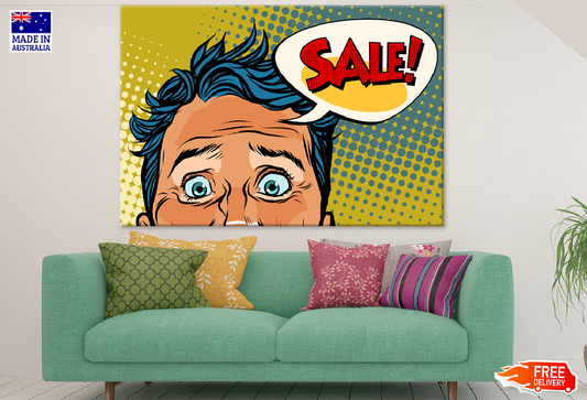 Surprised Man & SALE Speech Bubble Illustration Print 100% Australian Made