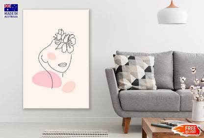 Woman With Floral Line Art Design Print 100% Australian Made