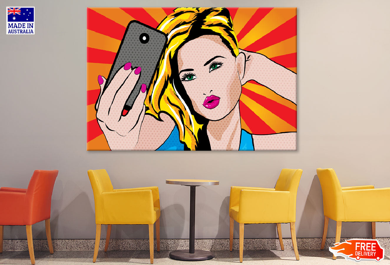 Girl Taking Selfie Vector Print 100% Australian Made