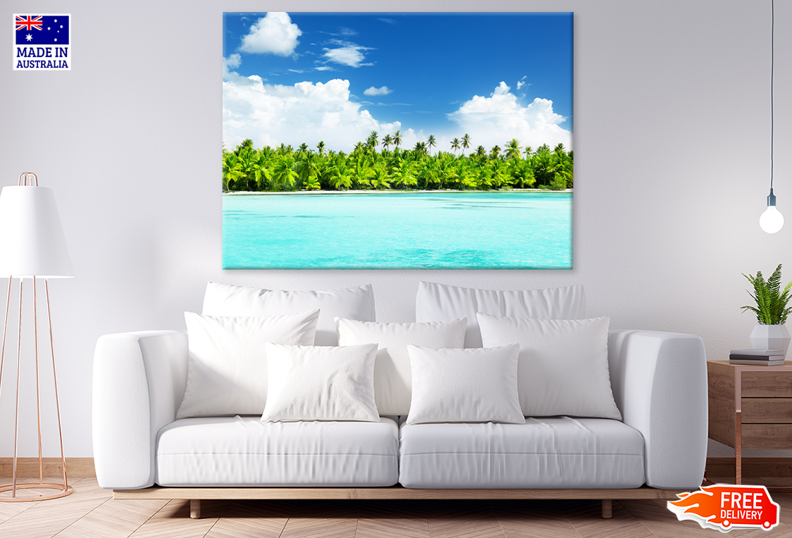 Trees & Rocks On Sea Sky View Photograph Print 100% Australian Made