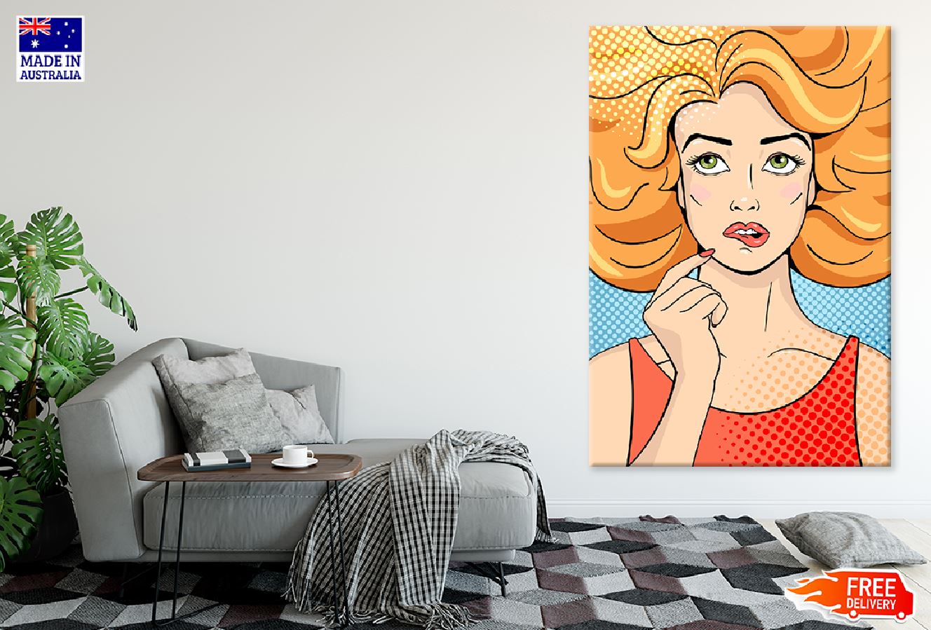 Girl Biting Lip Illustration Print 100% Australian Made