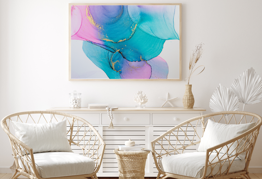 Pink & Blue Abstract Design Home Decor Premium Quality Poster Print Choose Your Sizes