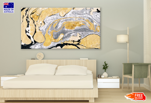 Gold Grey Black Abstract Design Print 100% Australian Made