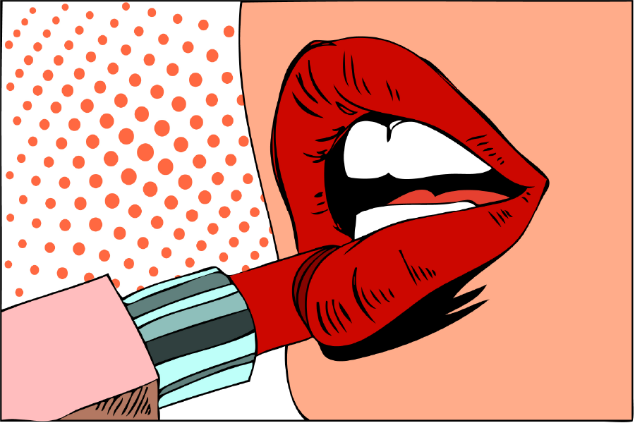 Girl Wearing Lipstick & Lips Closeup Illustration Print 100% Australian Made