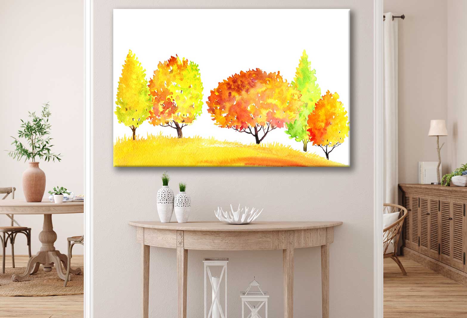 Bella Home Autumn Tree Field Oil Painting Print Canvas Ready to hang