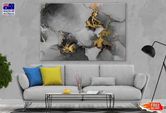 Black Gold & Grey Abstract Design Print 100% Australian Made