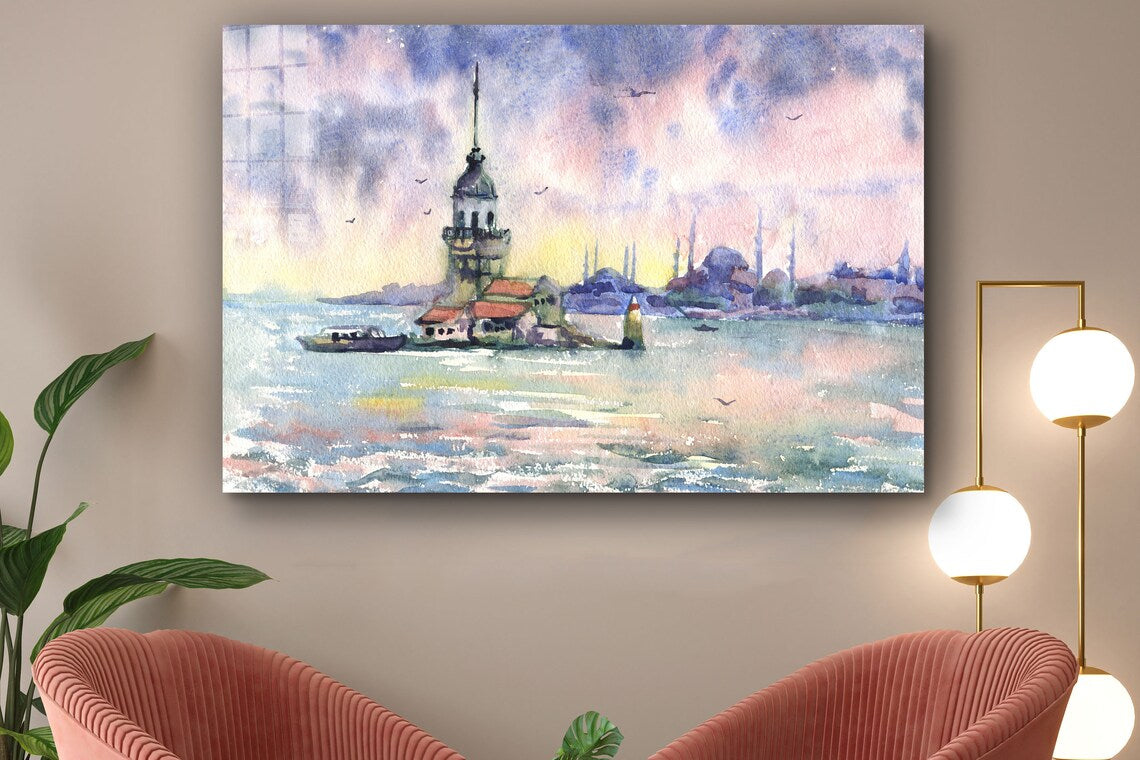 Maiden Tower Painting Print Tempered Glass Wall Art 100% Made in Australia Ready to Hang