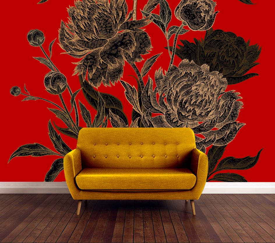 Wallpaper Murals Peel and Stick Removable Peonies Seamless Floral Pattern High Quality