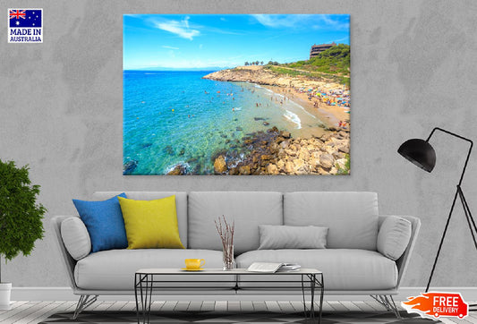Sea Lagoon with Beach Photograph Spain Print 100% Australian Made