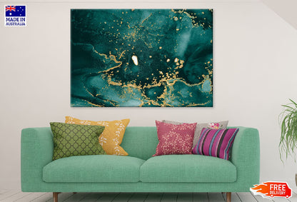 Dark Green & Gold Splash Abstract Design Print 100% Australian Made