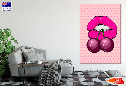 Girl Lips & Cherries Illustration Print 100% Australian Made