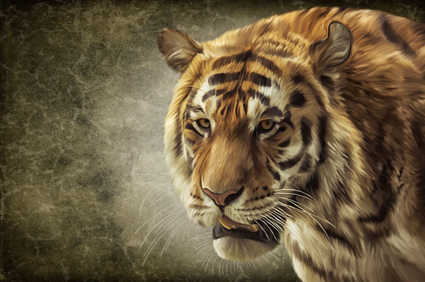 Tiger Portrait Oil Painting Home Decor Premium Quality Poster Print Choose Your Sizes