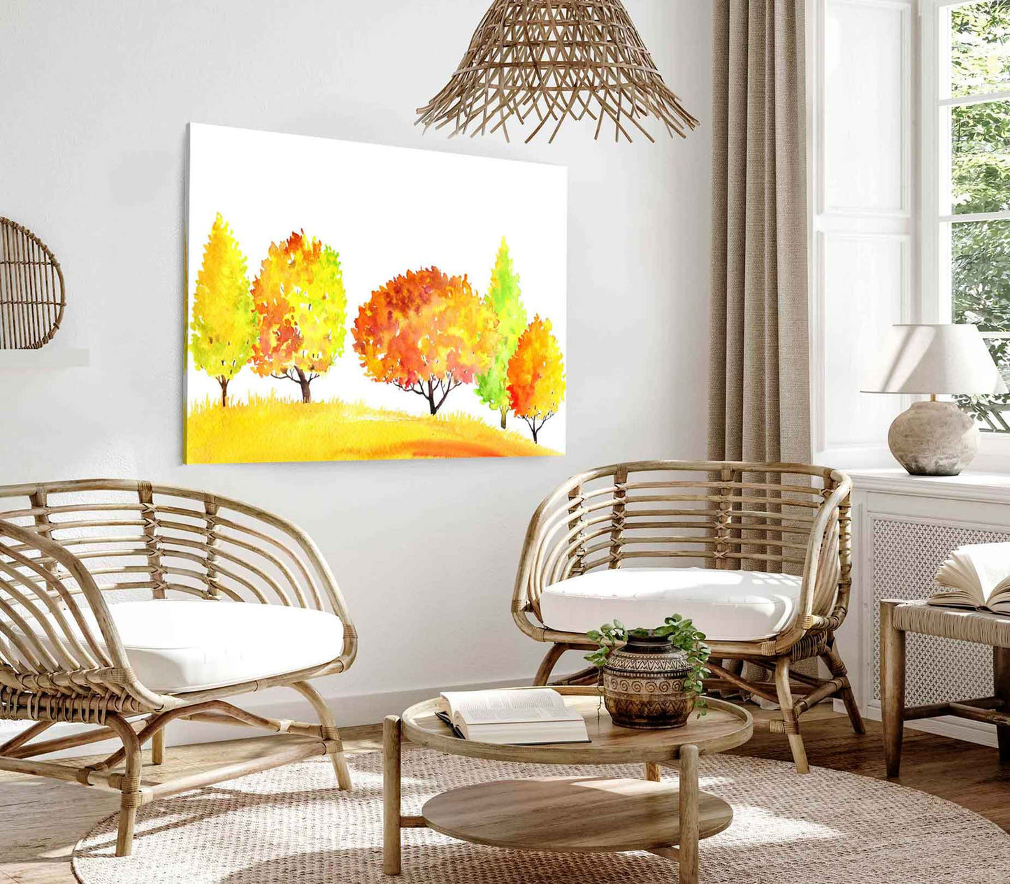 Bella Home Autumn Tree Field Oil Painting Print Canvas Ready to hang