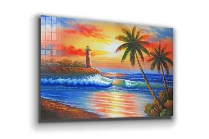 Lighthouse Sea Painting Print Tempered Glass Wall Art 100% Made in Australia Ready to Hang