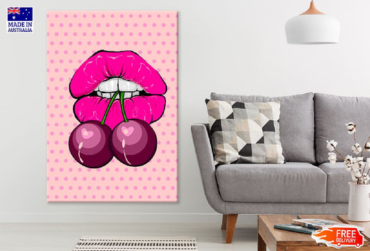 Girl Lips & Cherries Illustration Print 100% Australian Made