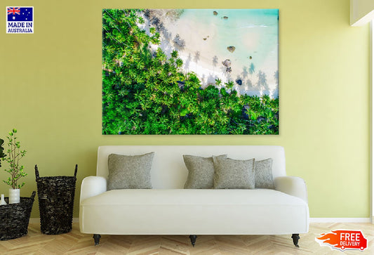 Seashore with Palm Trees Aerial View Photograph Print 100% Australian Made