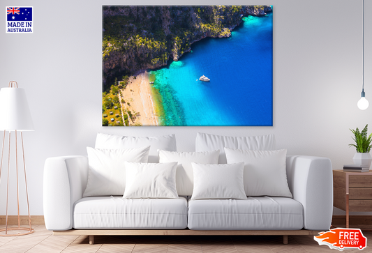 Boats On Sea & City Mountain View Photograph Print 100% Australian Made