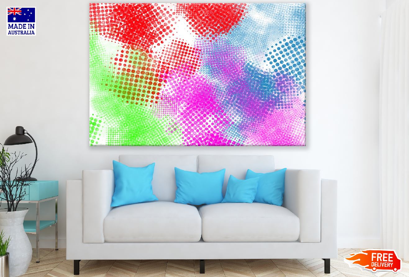 Red Green & Pink Color Spots Abstract Design Print 100% Australian Made