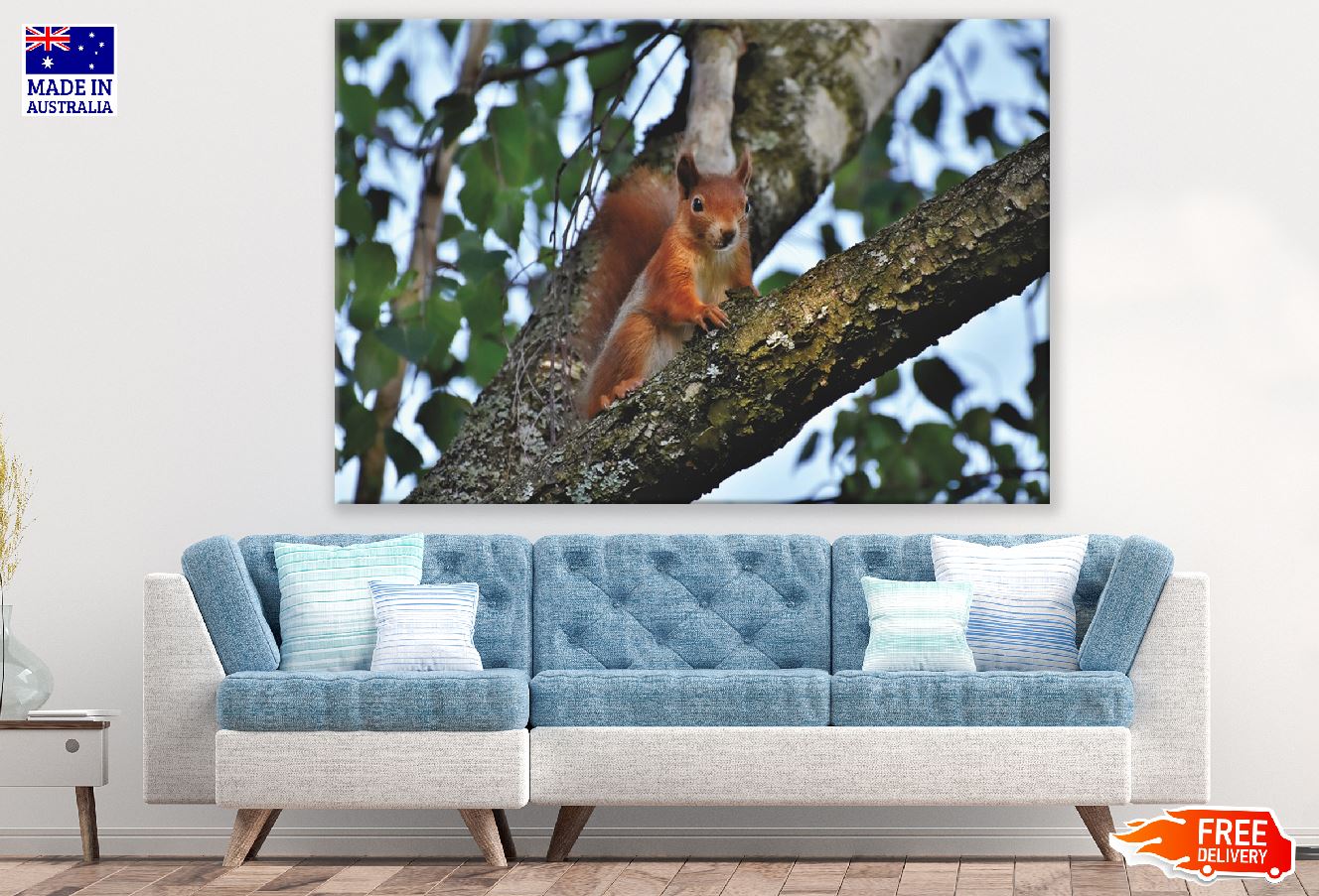 Red Squirrel on Tree Closeup Photograph Print 100% Australian Made