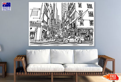 Hong Kong City Street Drawing Print 100% Australian Made