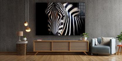 Equus Zebra Closeup B&W Print Tempered Glass Wall Art 100% Made in Australia Ready to Hang