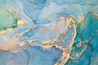 Blue & Gold Abstract Design Print 100% Australian Made