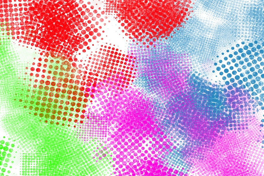 Red Green & Pink Color Spots Abstract Design Print 100% Australian Made