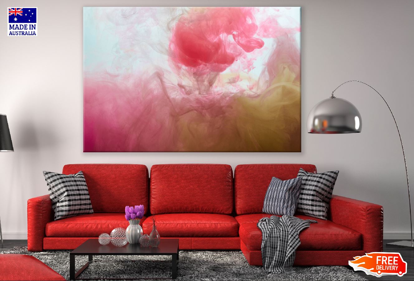 Pink & Yellow Smoke Abstract Design Print 100% Australian Made