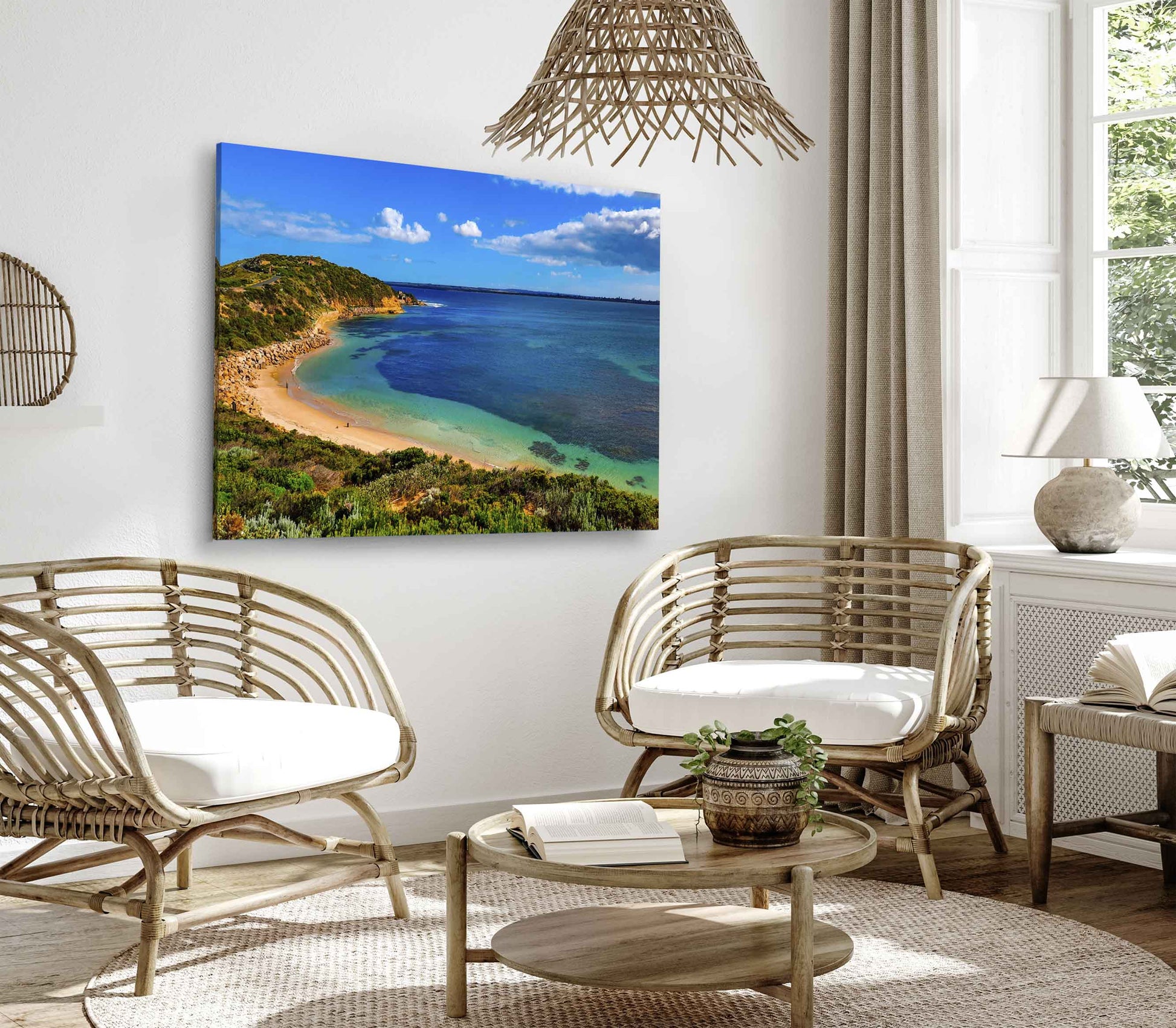 Bella Home Ocean View With Sunny Sky Print Canvas Ready to hang