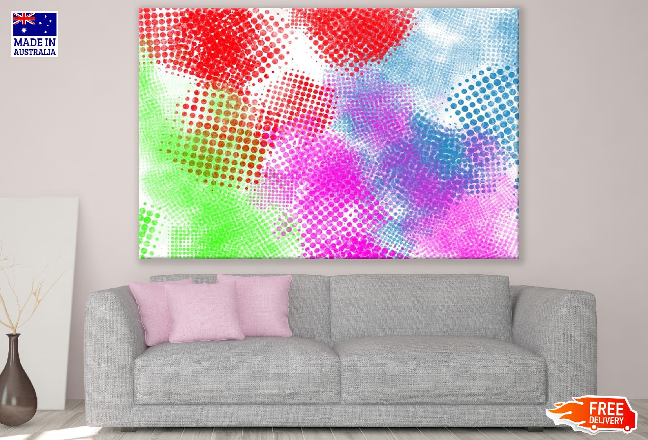 Red Green & Pink Color Spots Abstract Design Print 100% Australian Made