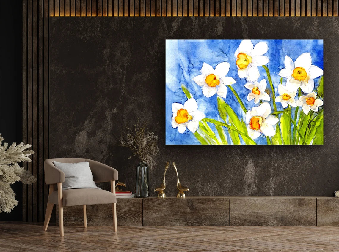 Narcissus Flowers Art Print Tempered Glass Wall Art 100% Made in Australia Ready to Hang