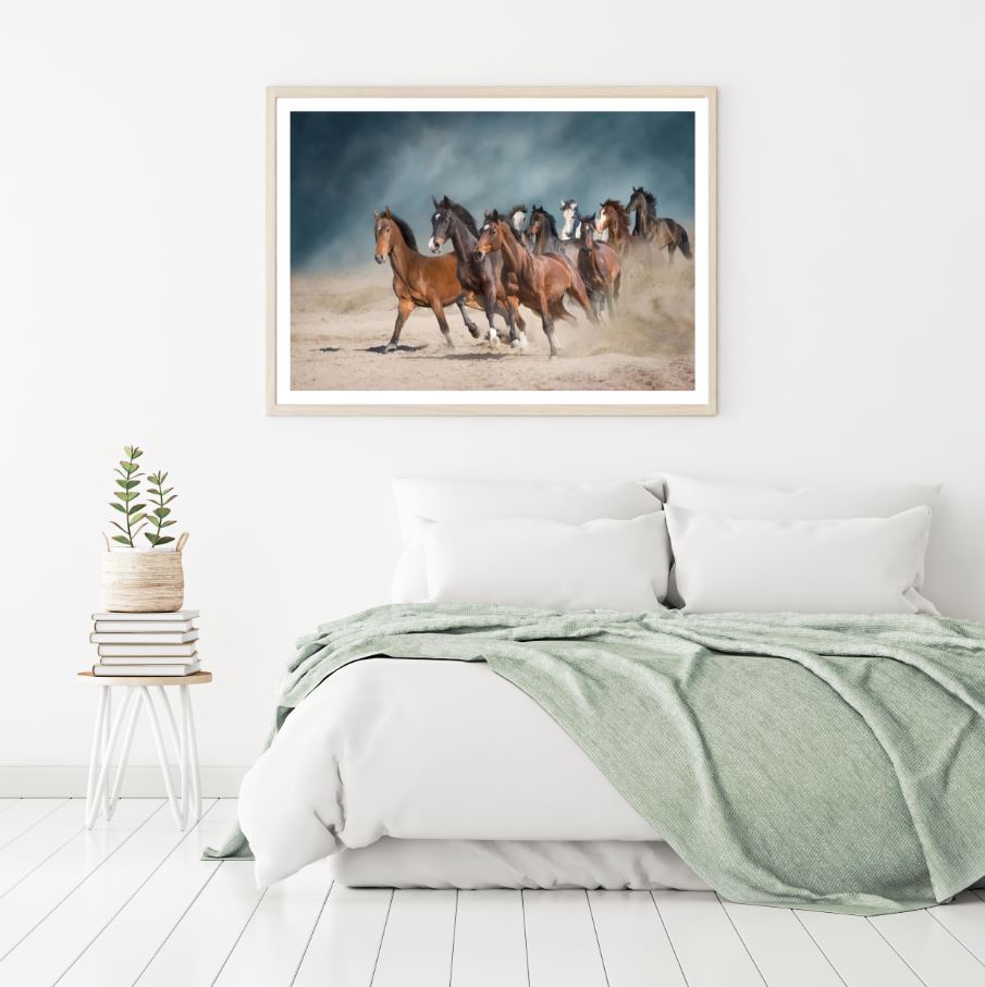 Horses Running on Sand Scenery Photograph Home Decor Premium Quality Poster Print Choose Your Sizes