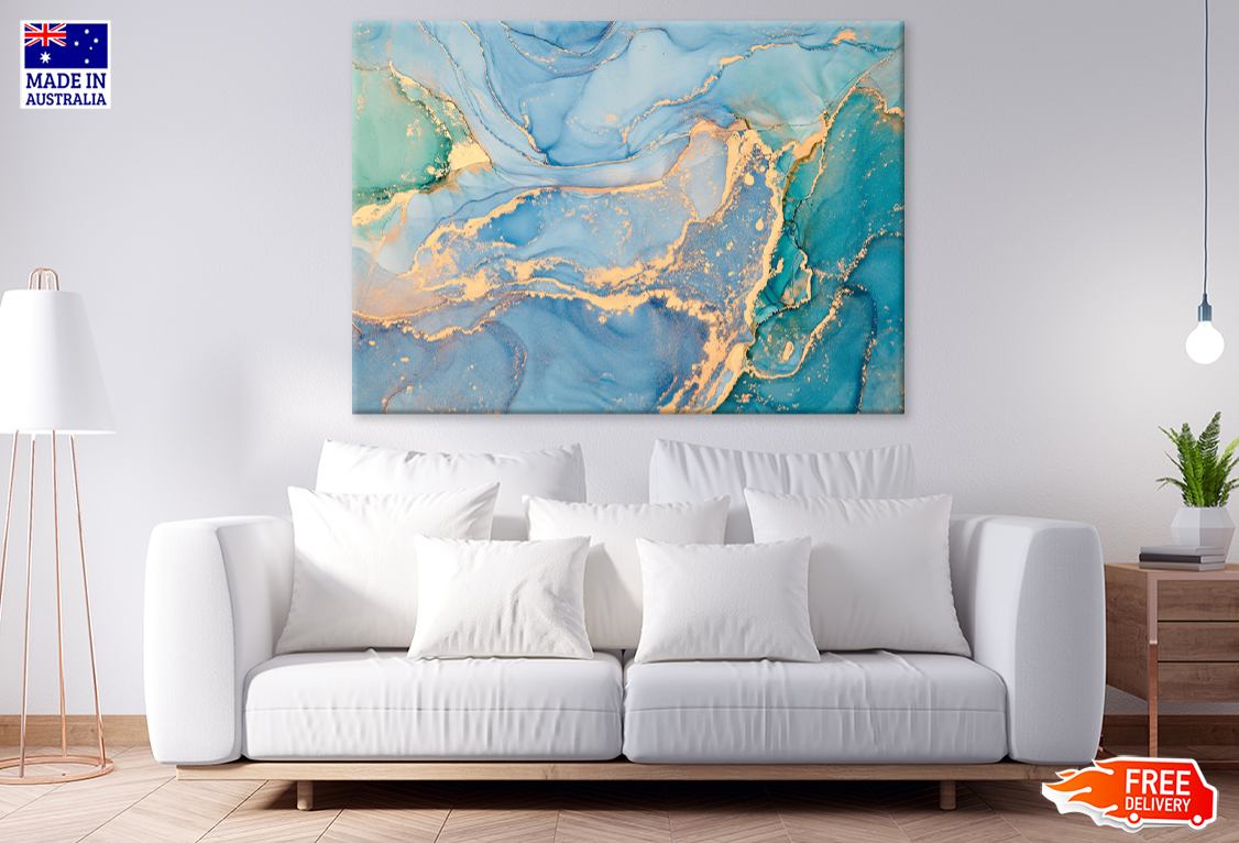Blue & Gold Abstract Design Print 100% Australian Made