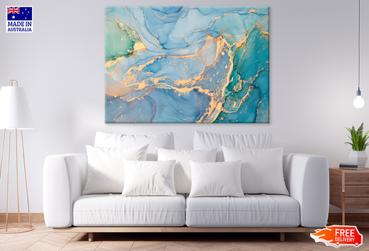 Blue & Gold Abstract Design Print 100% Australian Made
