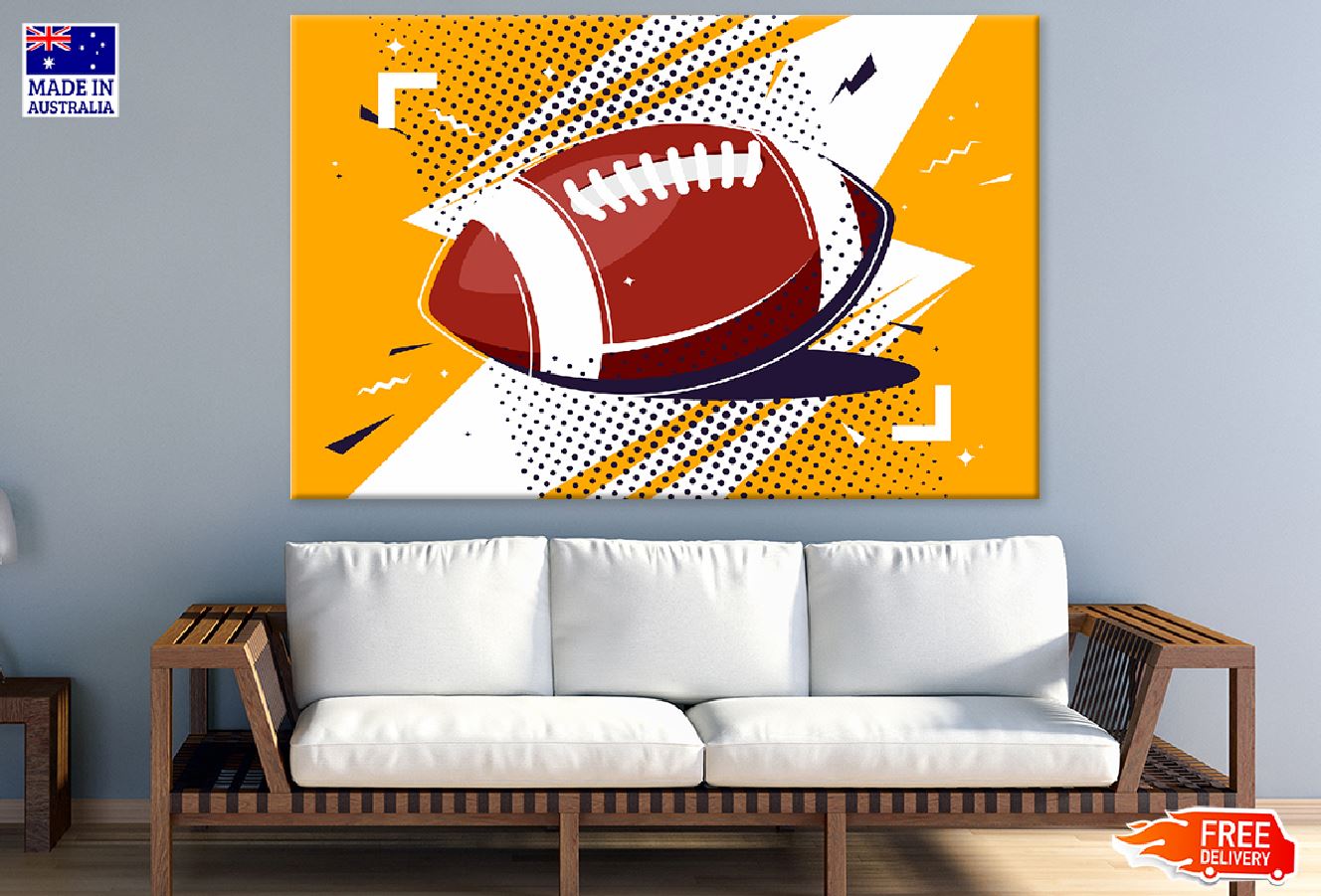 American Foot Ball Illustration Print 100% Australian Made