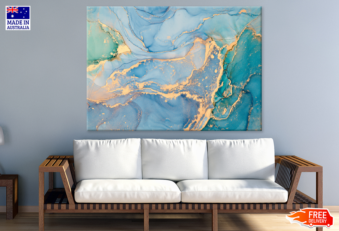 Blue & Gold Abstract Design Print 100% Australian Made