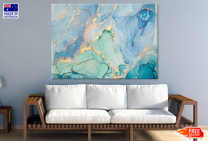 Blue Green & Gold Abstract Design Print 100% Australian Made