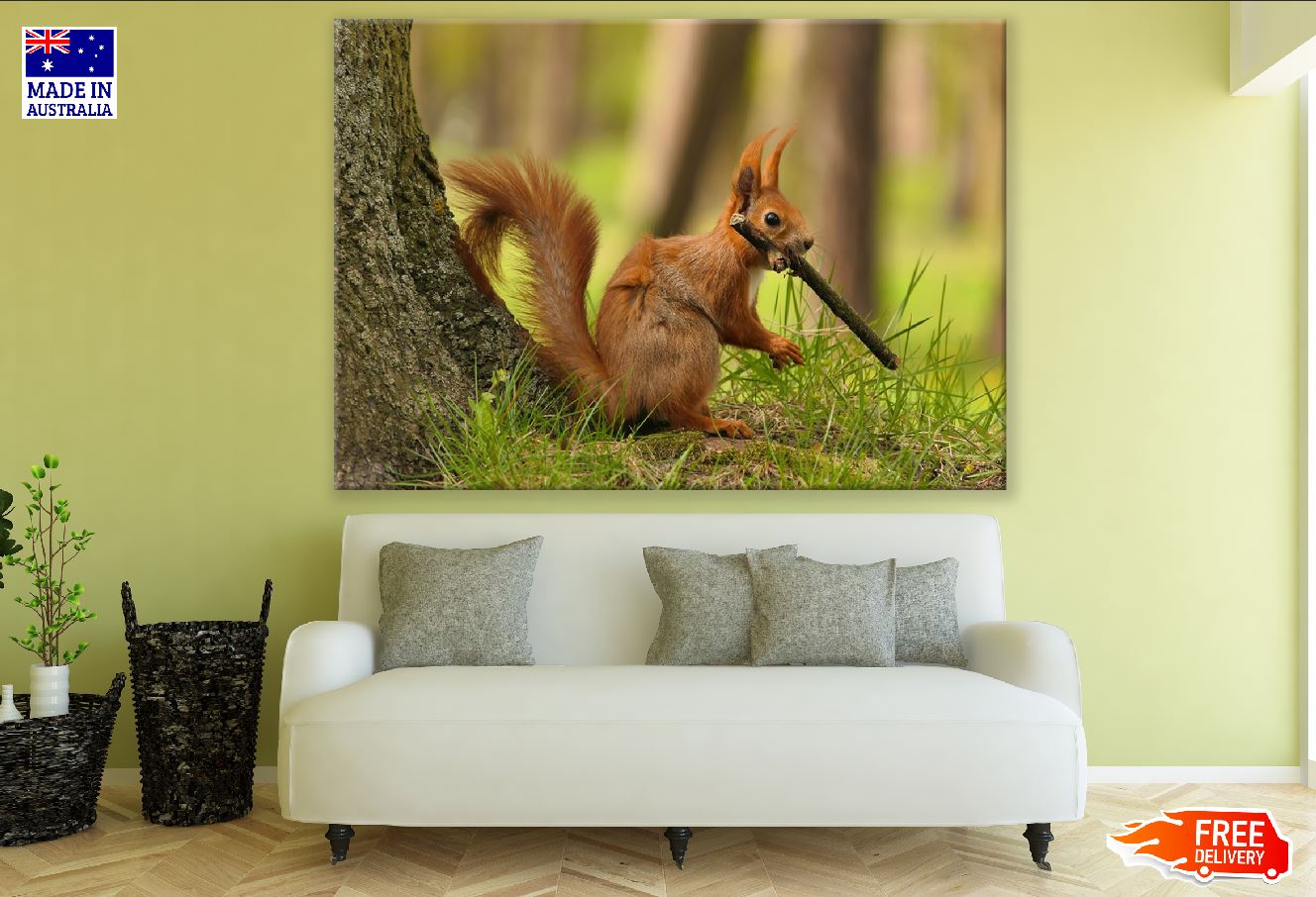 Red Squirrel Under the Tree Closeup Photograph Print 100% Australian Made