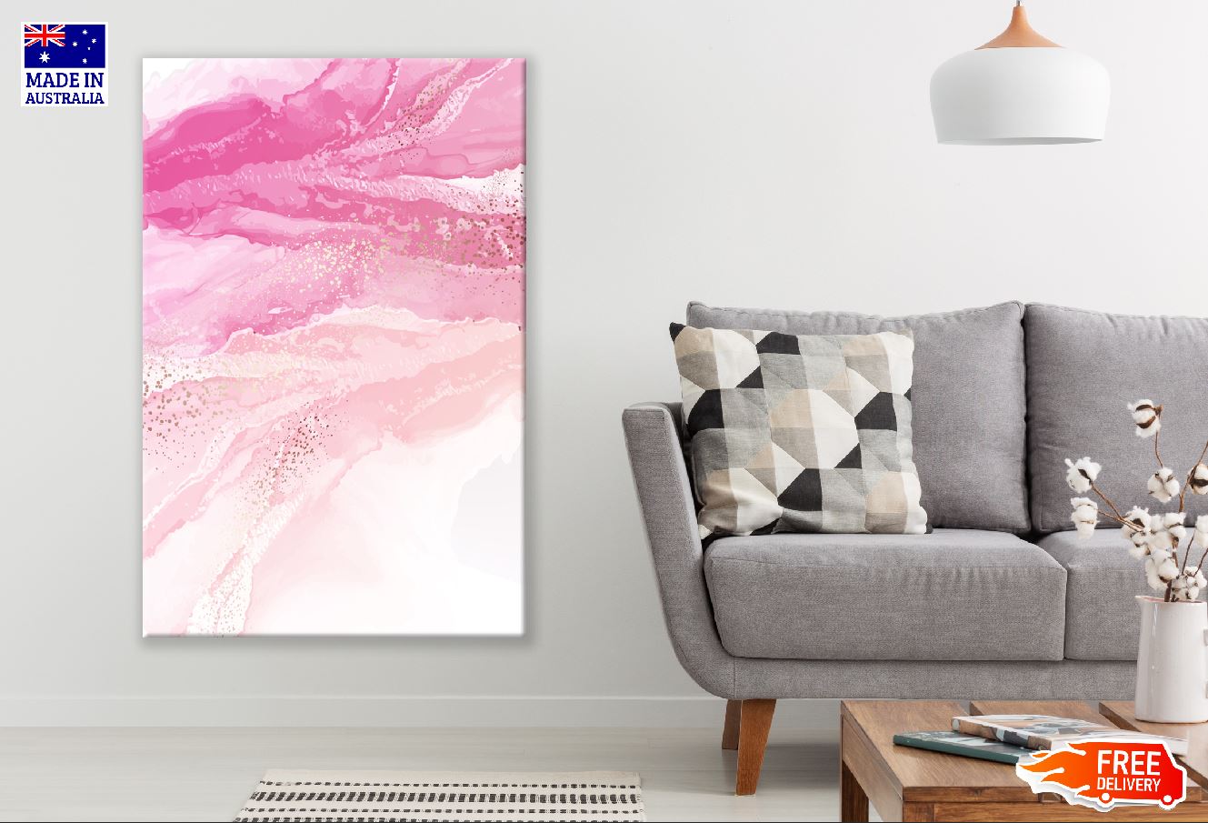 Pink & Beige Abstract Design Print 100% Australian Made