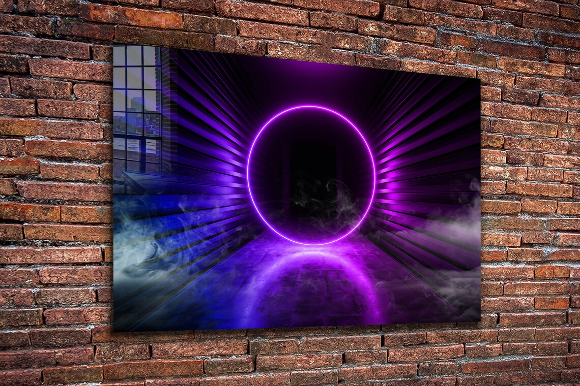 Neon Digital Abstract Print Tempered Glass Wall Art 100% Made in Australia Ready to Hang