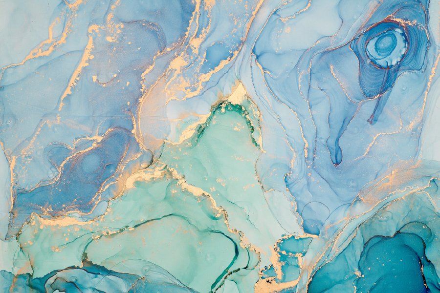 Blue Green & Gold Abstract Design Print 100% Australian Made