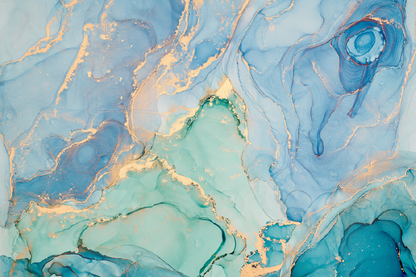 Blue Green & Gold Abstract Design Print 100% Australian Made