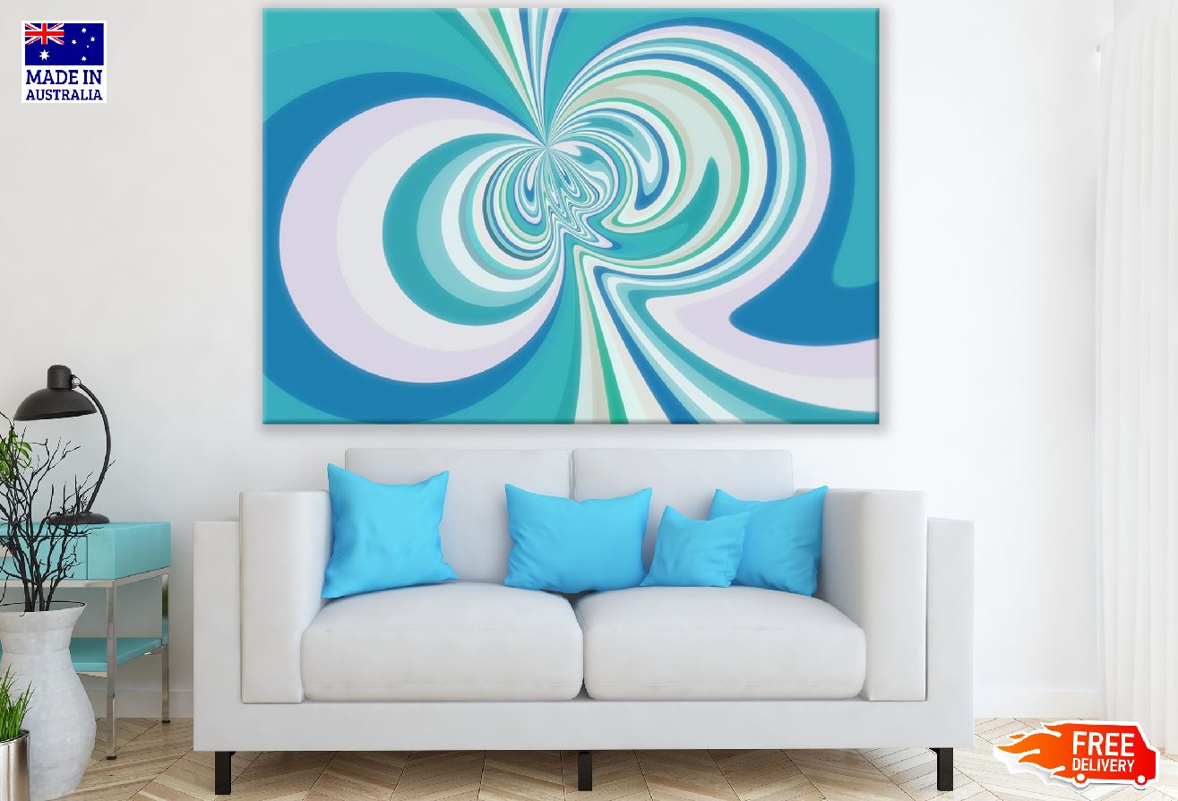 Green Blue & White Spiral Abstract Design Print 100% Australian Made