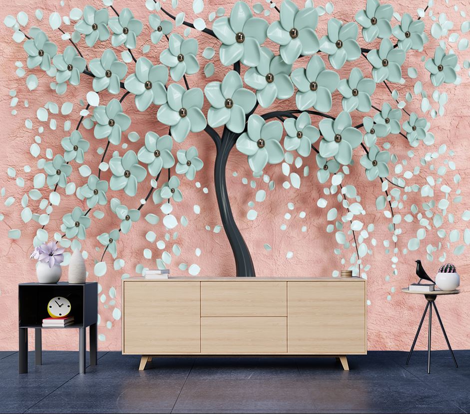 Wallpaper Murals Peel and Stick Removable Flower Tree Design High Quality