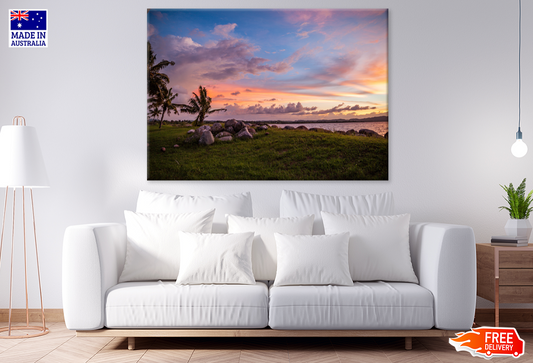 Palm Tree & Sea Sunset Sky View Photograph Print 100% Australian Made