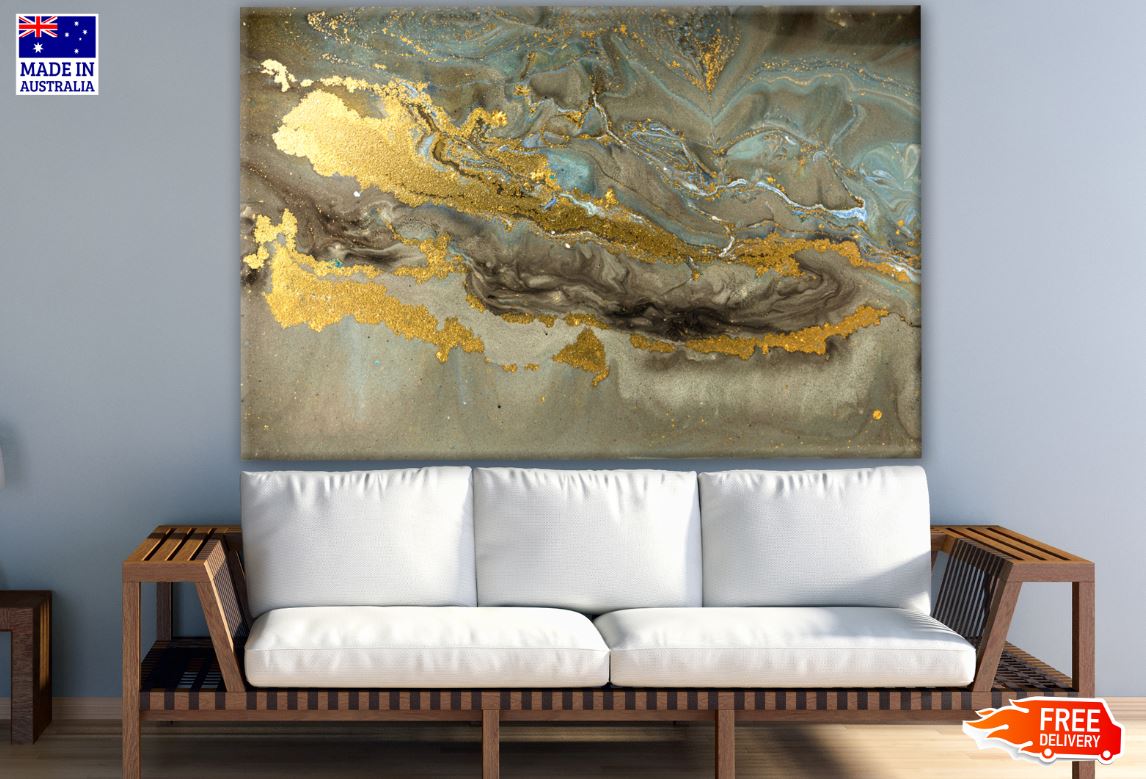 Gold & Brown Abstract Design Print 100% Australian Made