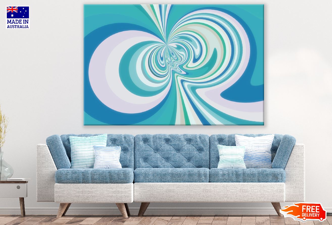 Green Blue & White Spiral Abstract Design Print 100% Australian Made