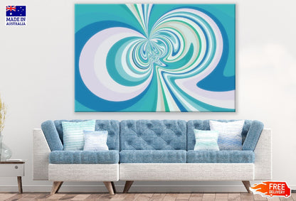 Green Blue & White Spiral Abstract Design Print 100% Australian Made