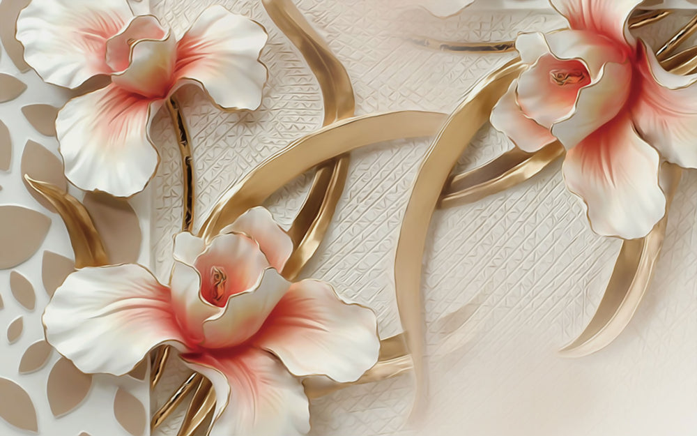 Orange & White 3D Floral Design Print 100% Australian Made